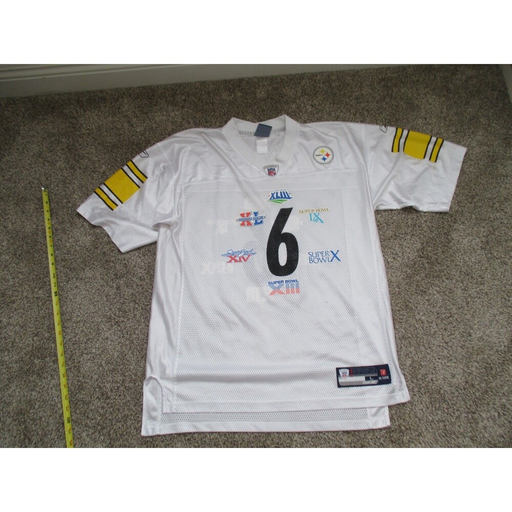 Reebok Pittsburgh Steelers 6-time super bowl champions jersey Mens L White